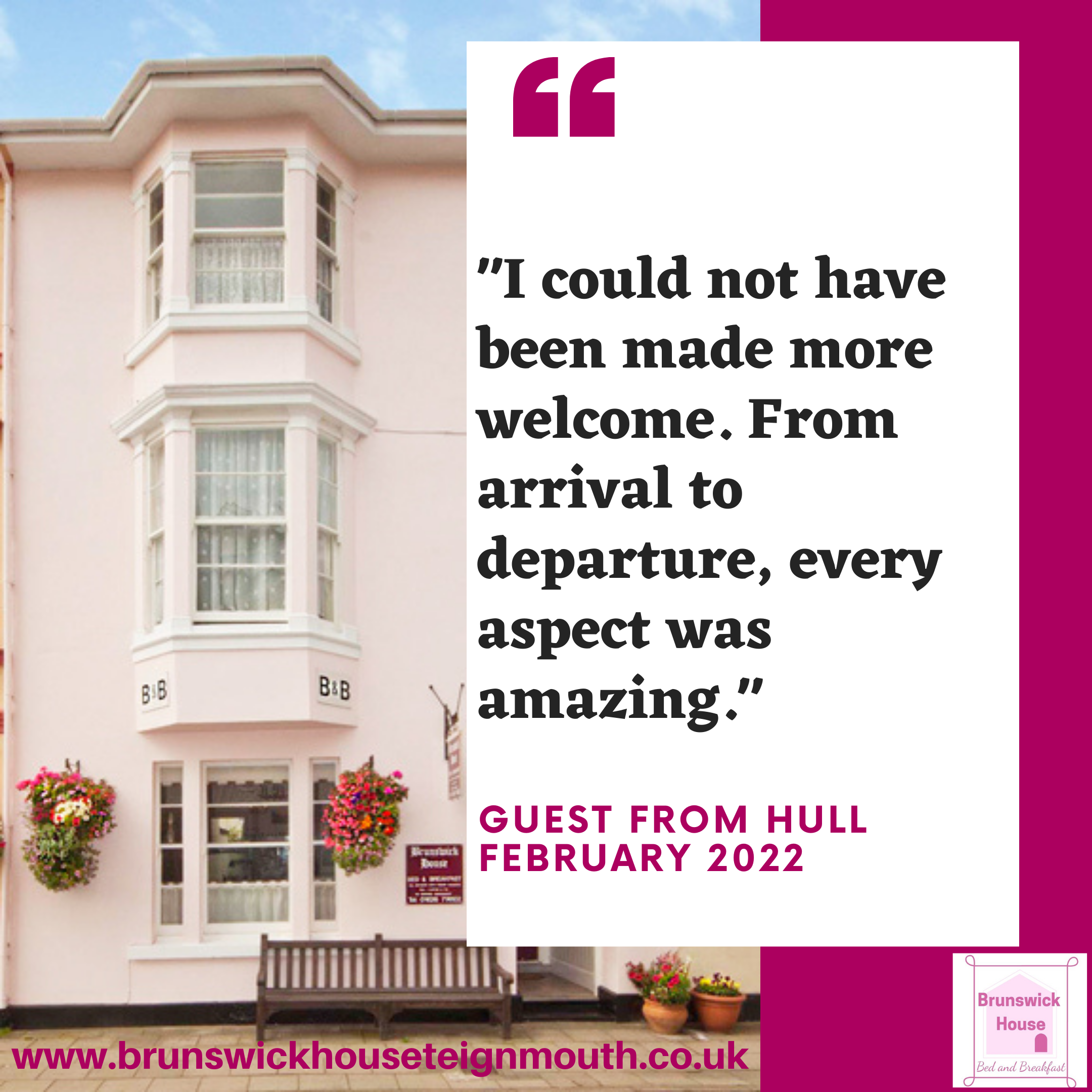 Review that says how welcoming guests found Brunswick House Bed and Breakfast Teignmouth